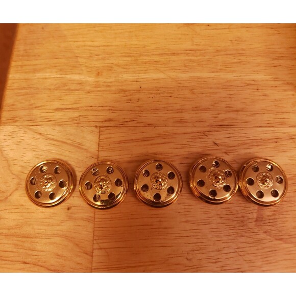 ST JOHN Replacement Buttons 5 pieces Gold Tone Black Enamel Logo Excellent Cond - Picture 2 of 3